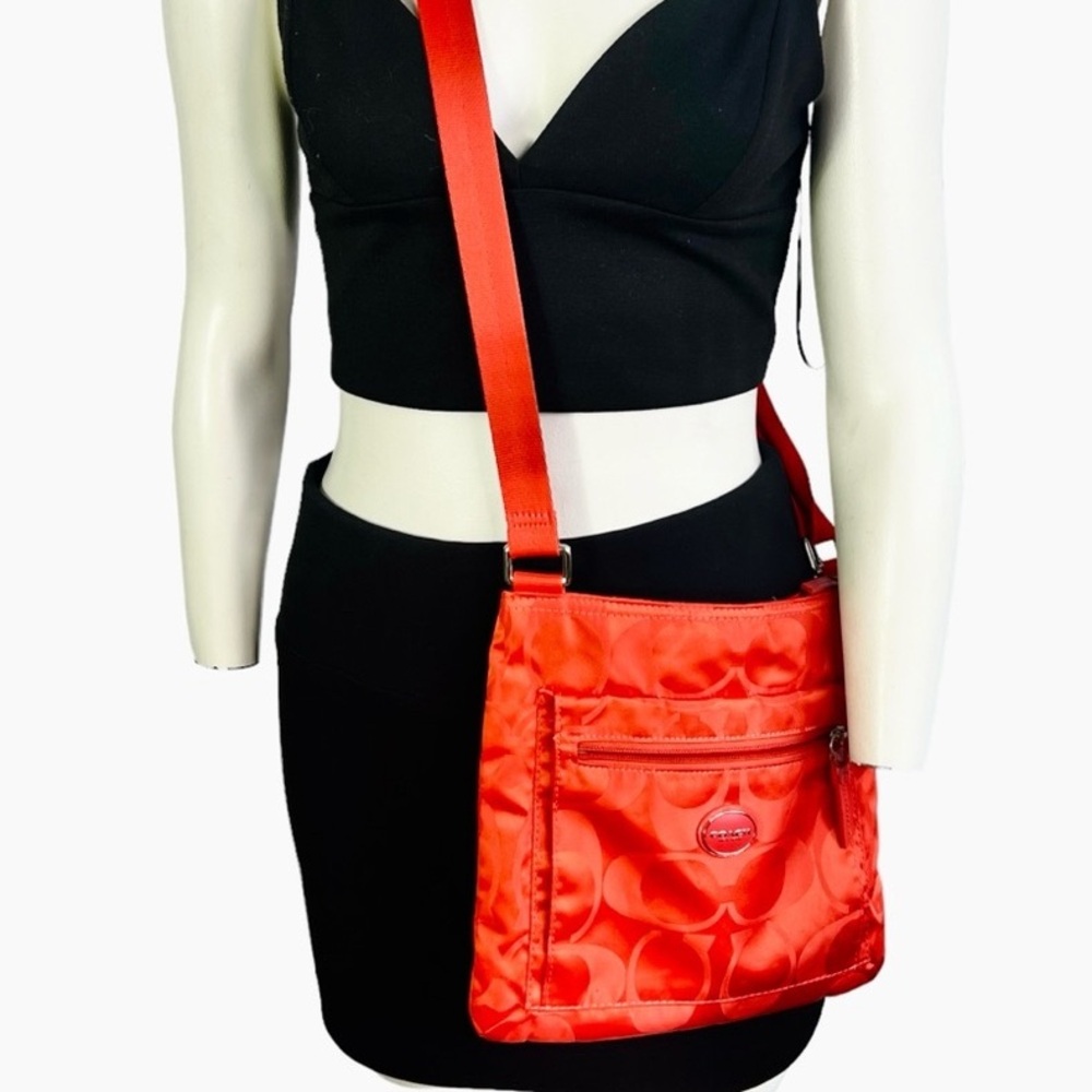 COACH Orange Monogram Vintage Crossbody Bag | Small Canvas Messenger Bag